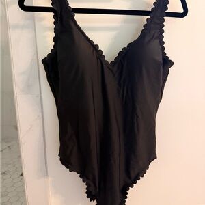 Boden USA Black Scalloped One-Piece Swimsuit